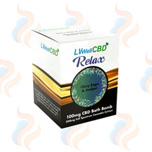 Box of LVWellCBD Relax CBD Bath Bomb on a white background