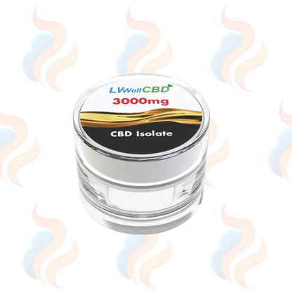 Jar of CBD Isolate with LVWellCBD branding on a white background