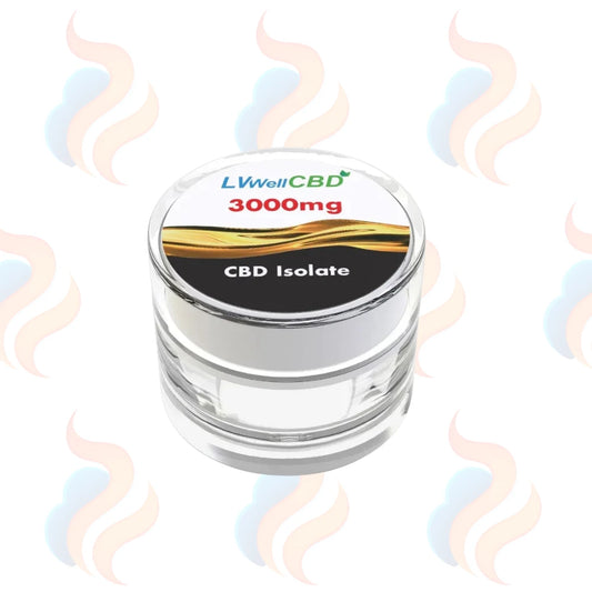 Jar of CBD Isolate with LVWellCBD branding on a white background