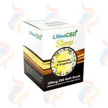 Box of LVWellCBD Sleep Chamomile & Grapefruit CBD Bath Bomb on a white background