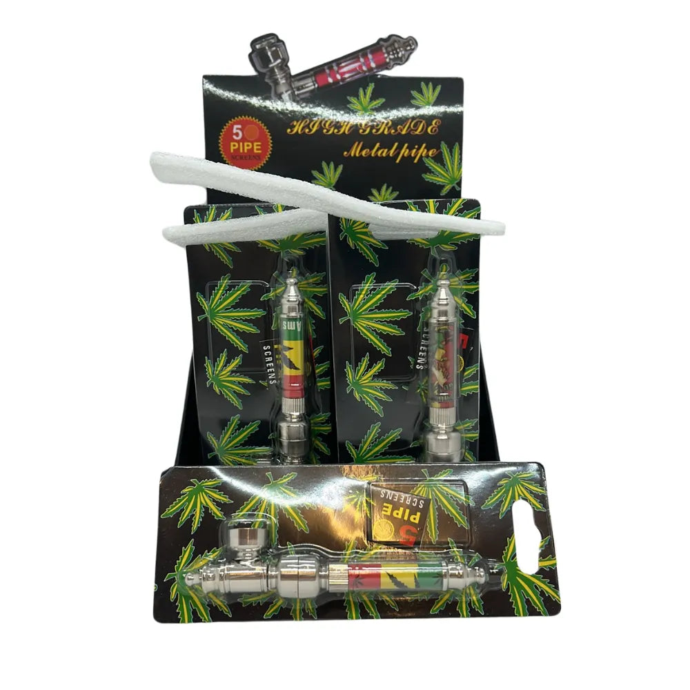Metal & Glass Pipes 12pcs - Various Designs