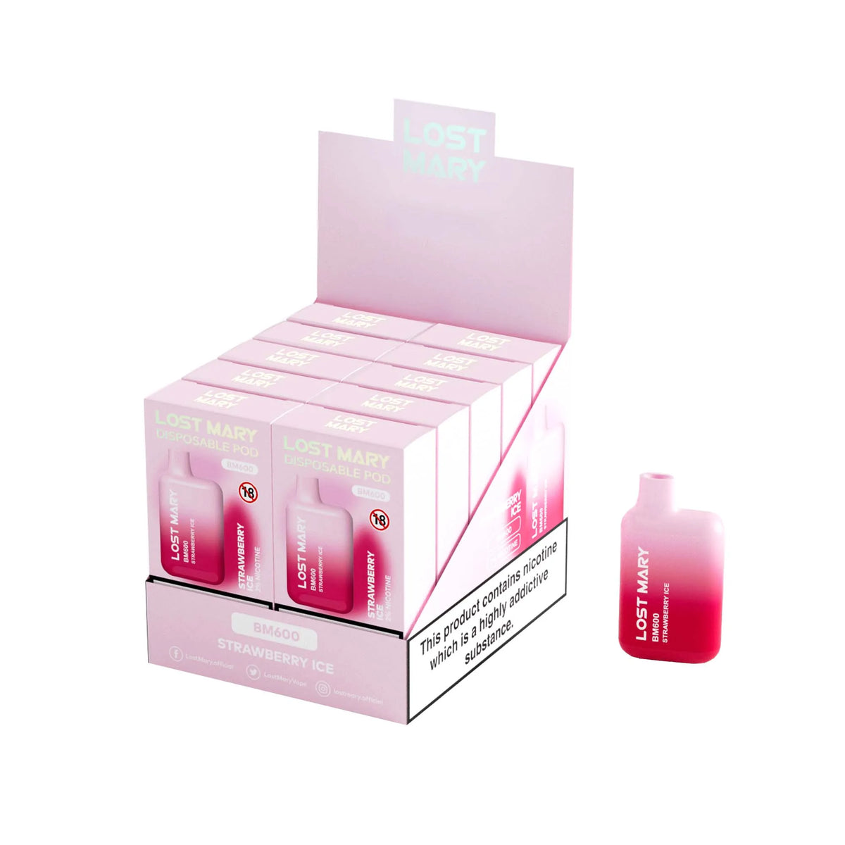 Box of 10 - Lost Mary BM600 - Strawberry Ice