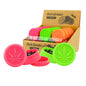 Soft touch plastic herb grinders in multiple vibrant colours with cannabis leaf design
