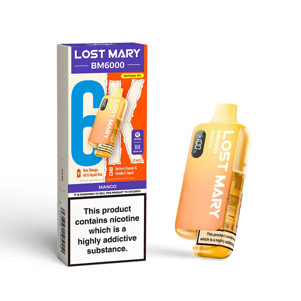 Lost Mary BM6000 vape device packaging with product on a white background