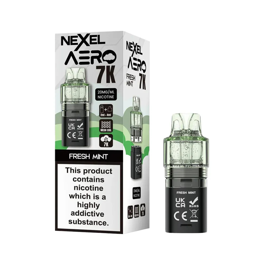 Nexel Aero 7K replacement pod packaging with one cartridge on a white background