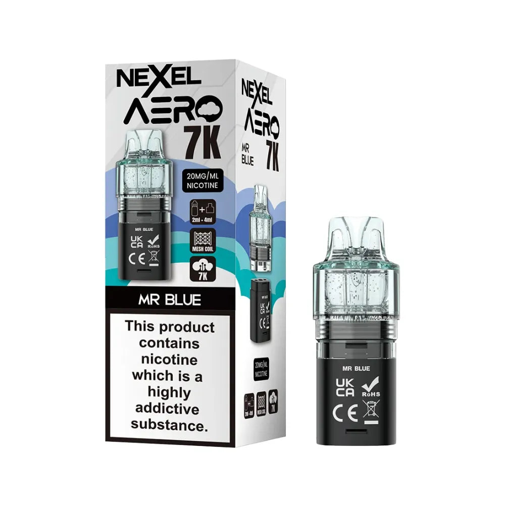 Nexel Aero 7K replacement pod packaging with one cartridge on a white background