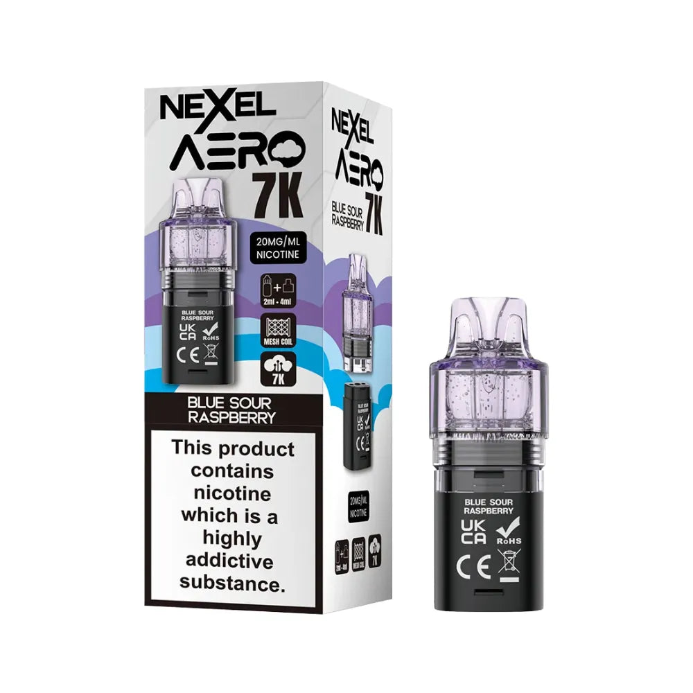 Nexel Aero 7K replacement pod packaging with one cartridge on a white background