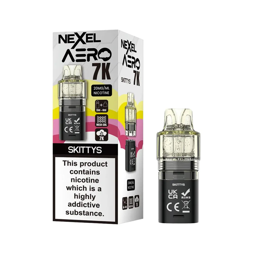 Nexel Aero 7K replacement pod packaging with one cartridge on a white background