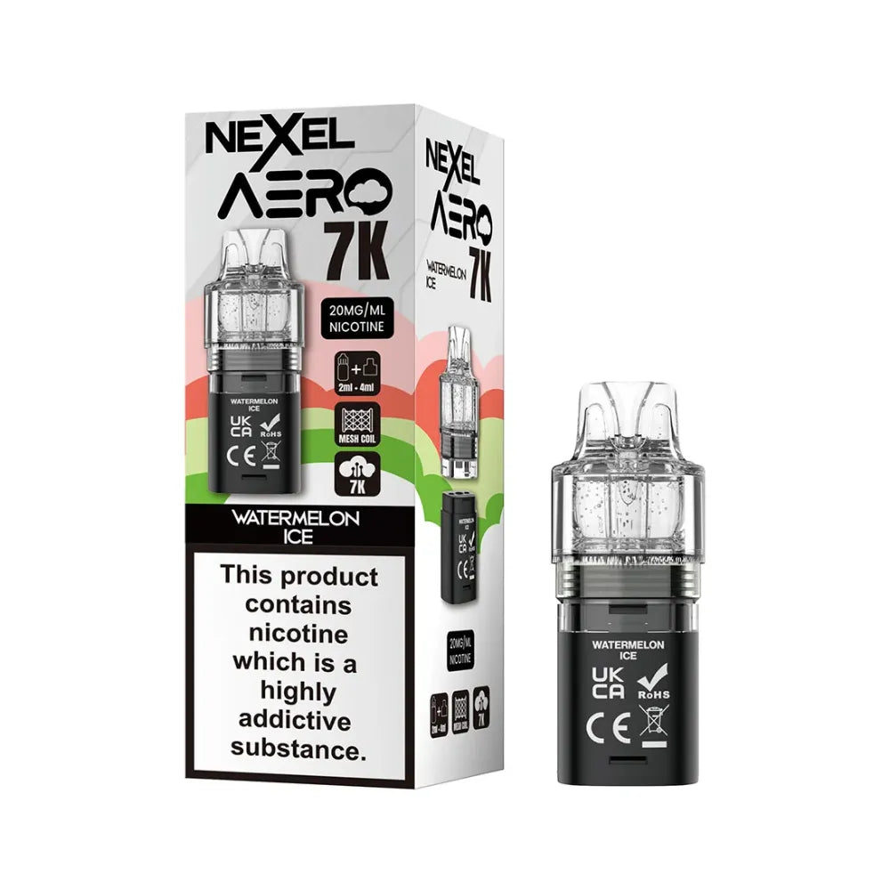 Nexel Aero 7K replacement pod packaging with one cartridge on a white background