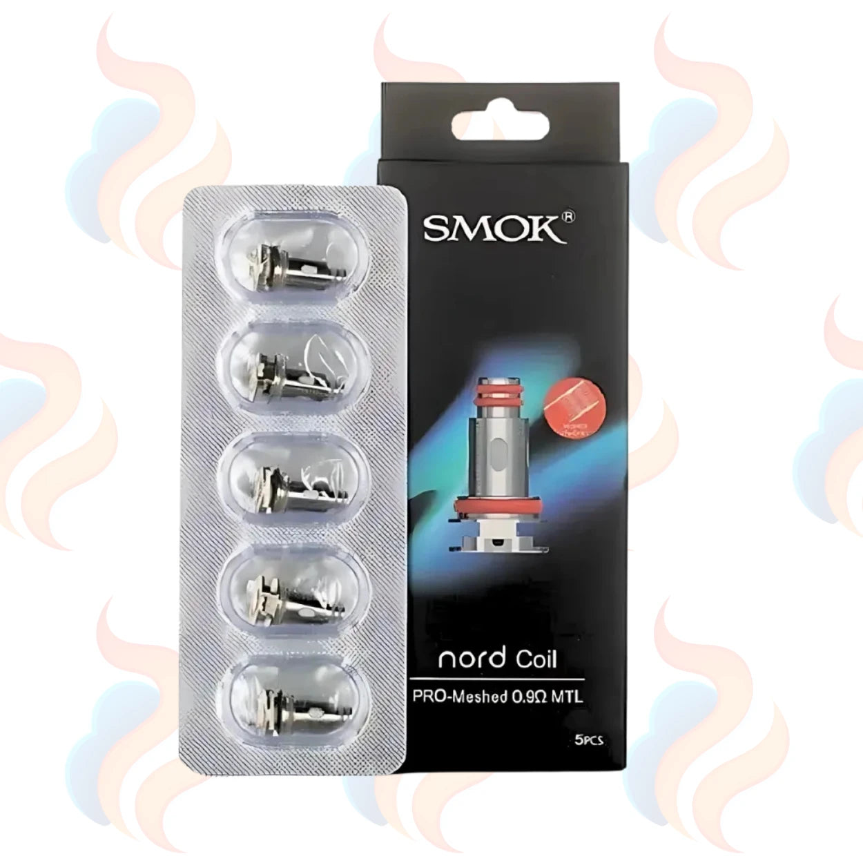 SMOK nord pro mesh Coils packaging with five coils in a clear case on a white background.