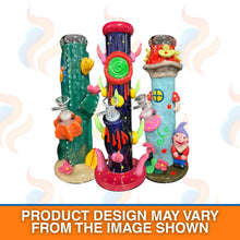 Colourful smoking accessories with cartoonish designs on a white background