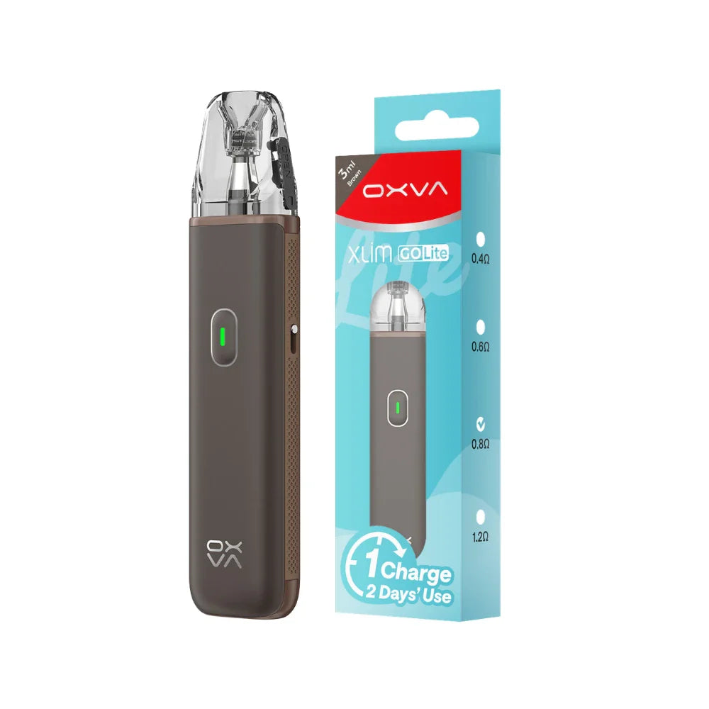 OXVA Xlim Go Lite Pod Vape in "Brown" Colour With Packaging.