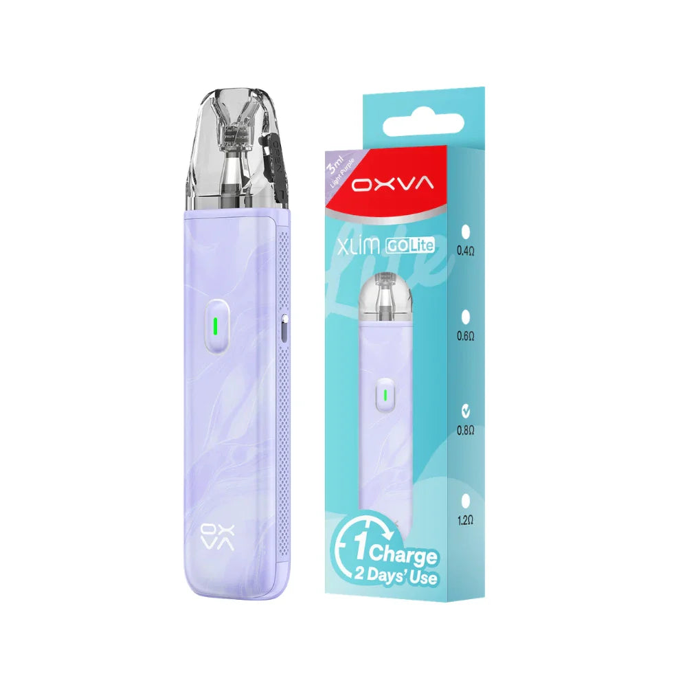 OXVA Xlim Go Lite Pod Vape in "Light Purple" Colour With Packaging.