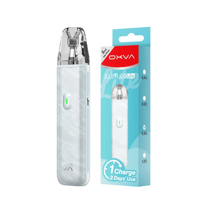 OXVA Xlim Go Lite Pod Vape in "Mist White" Colour With Packaging.