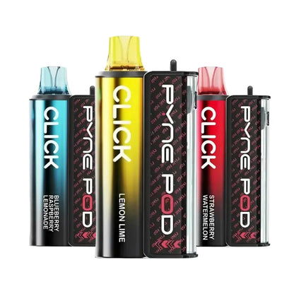 Collection of Pyne Pod Click vape devices on a white background