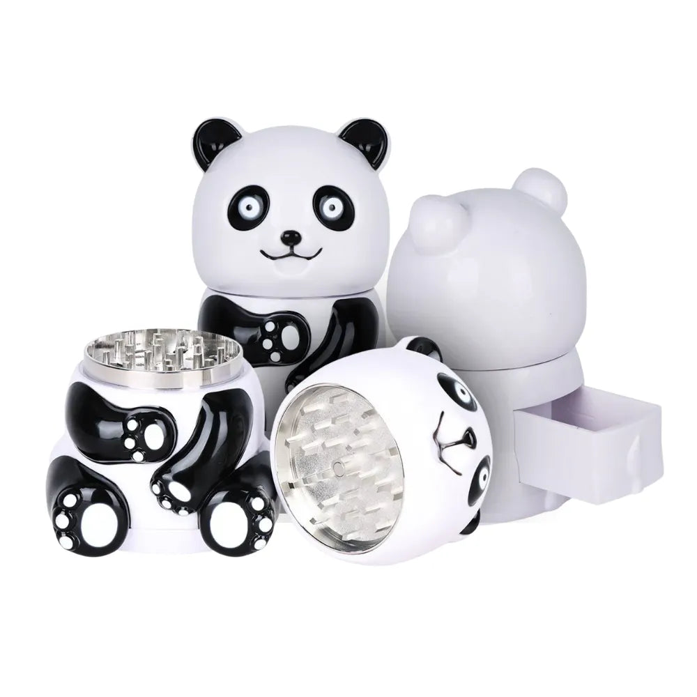 Panda-themed grinder set on a white background