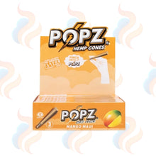 Box of Popz Hemp Cones with a mango flavour on a white background