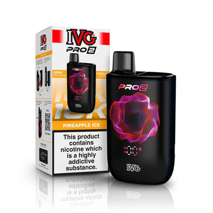 IVG Pro 2 prefilled vape device in "Pineapple Ice" flavour with packaging on a white background.