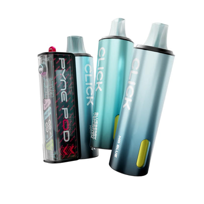 Pyne Pod 50K kit in "Blue Edition" beside 2 refill pods on a white background
