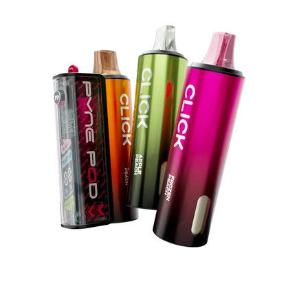 Pyne Pod 50K kit in "Peach Edition" beside 2 refill pods on a white background