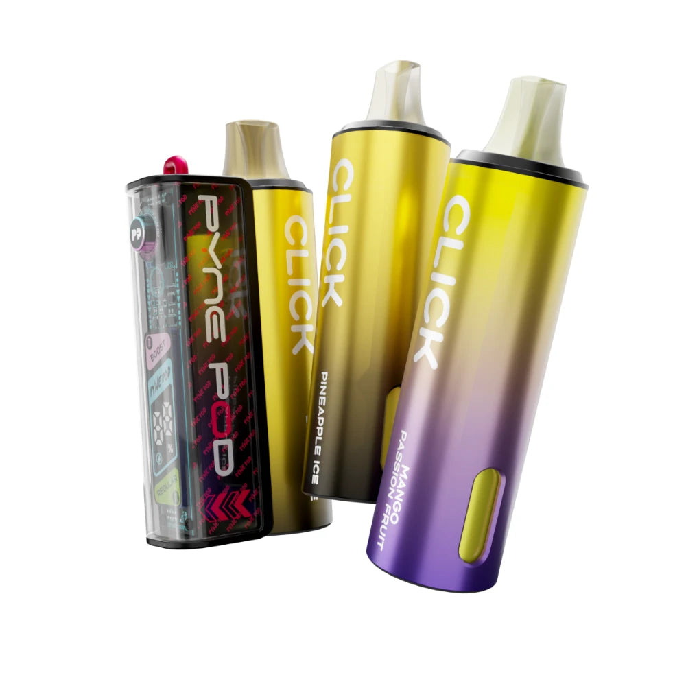 Pyne Pod 50K kit in "Yellow Edition" beside 2 refill pods on a white background