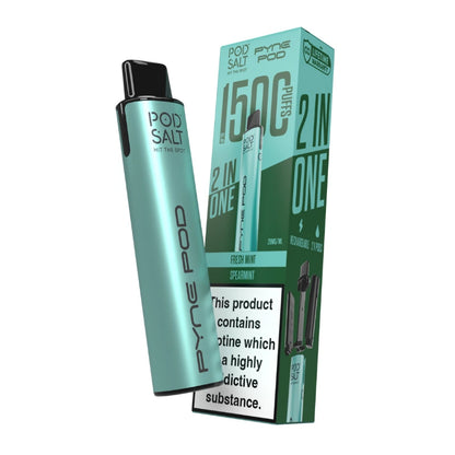 Teal vape device with packaging on a white background