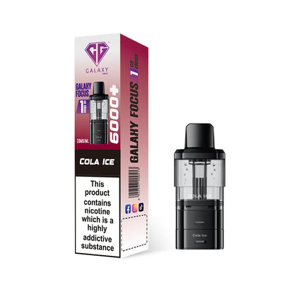 Crystal Galaxy refill pod in the flavour cola ice with packaging on a white background