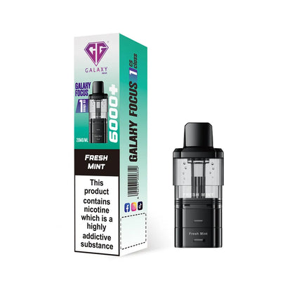 Crystal Galaxy refill pod in the flavour fresh mint with packaging on a white background