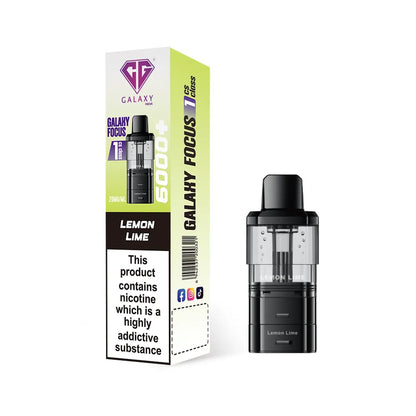 Crystal Galaxy refill pod in the flavour lemon lime with packaging on a white background