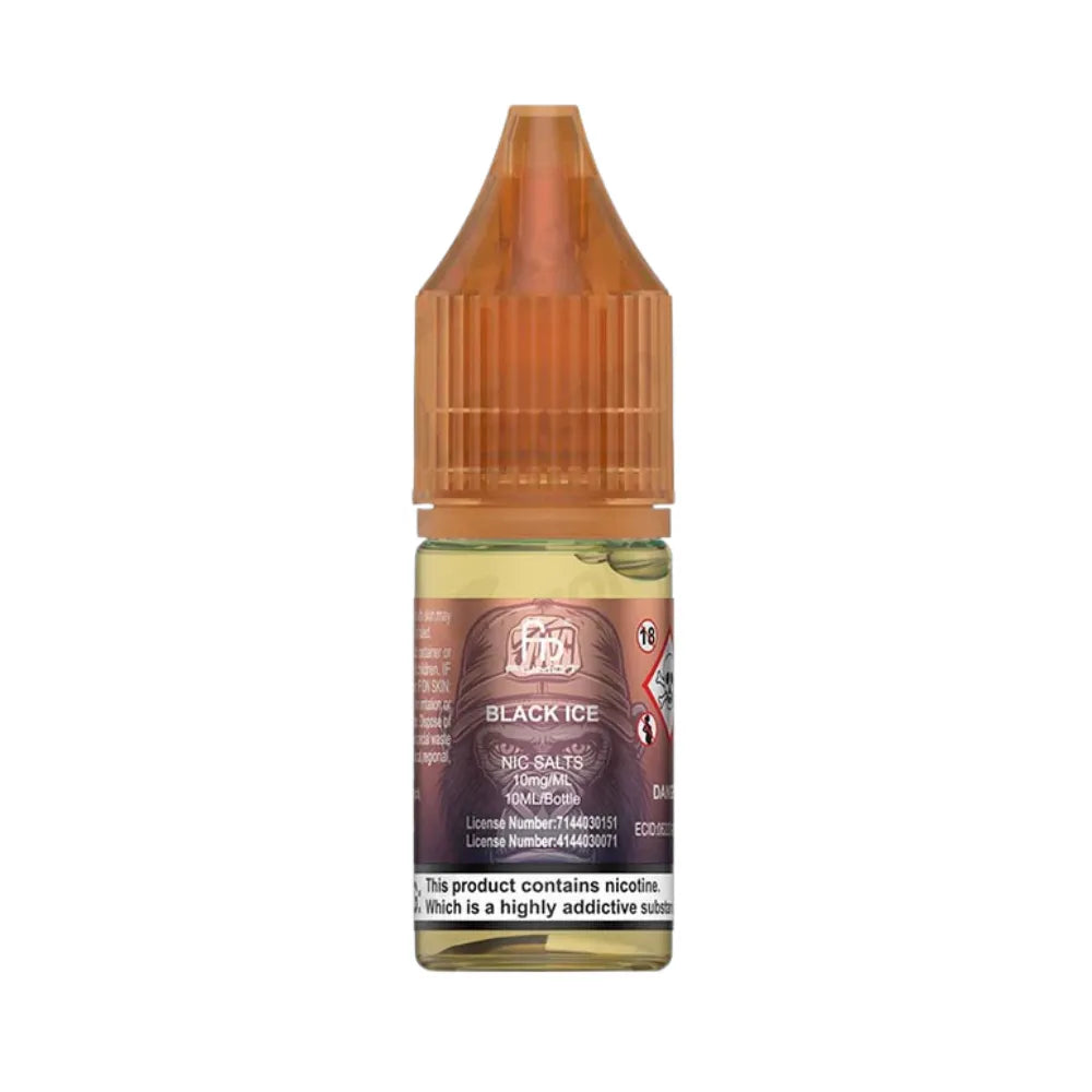 Bottle of Black Ice vape juice on a white background