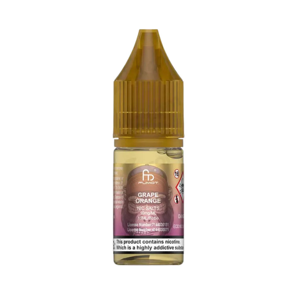 Vape juice bottle labeled 'Grape Orange' on a white background