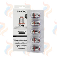 Smok RPM coil packaging with nicotine warning label on a white background