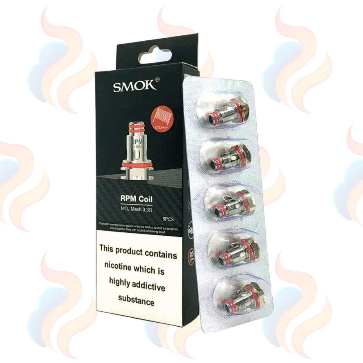 SMOK RPM Coil packaging with nicotine warning on a white background