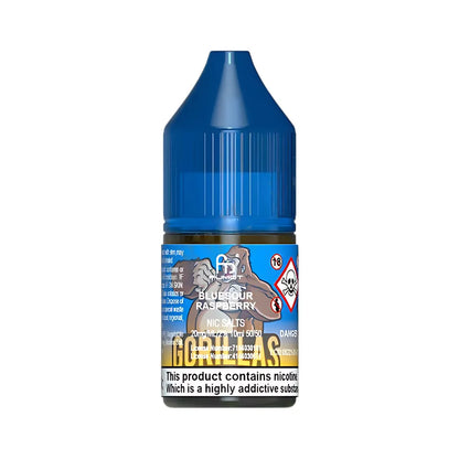 Blue bottle of R&M Blue Sour Raspberry Nic Salts on a white background