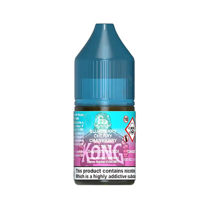 Vape juice bottle with blue cap and colorful label on a white background