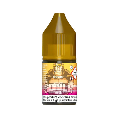 Bottle of Cherry-flavored vape juice with a gorilla label on a white background