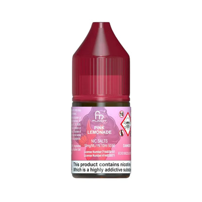 Pink lemonade nicotine salt bottle on a white background