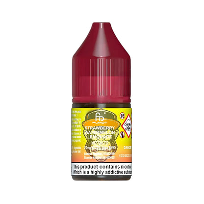 Vape juice bottle with colorful label on a white background