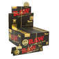Box of 50 Raw classic black king-size rolling papers with visible branding on a white background
