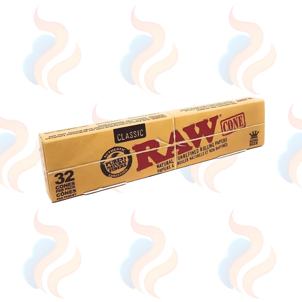 Pack of 32 Raw king-size rolling cones on a white background