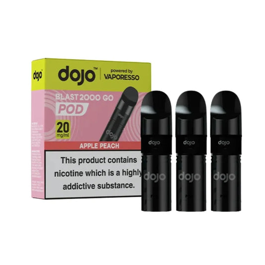 dojo vape pods with packaging on a white background