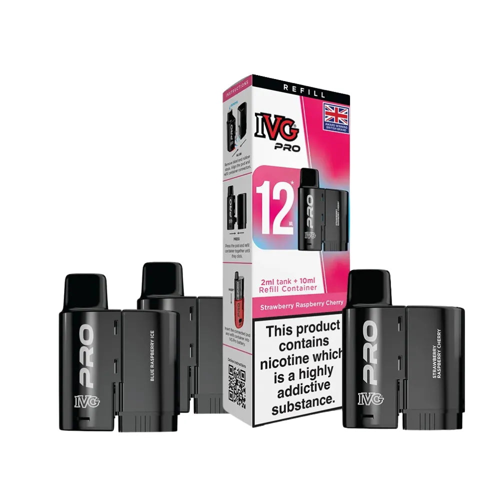 IVG Pro refills and packaging on a white background