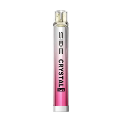 Pink and silver SKE Crystal Plus vape pen on a white background