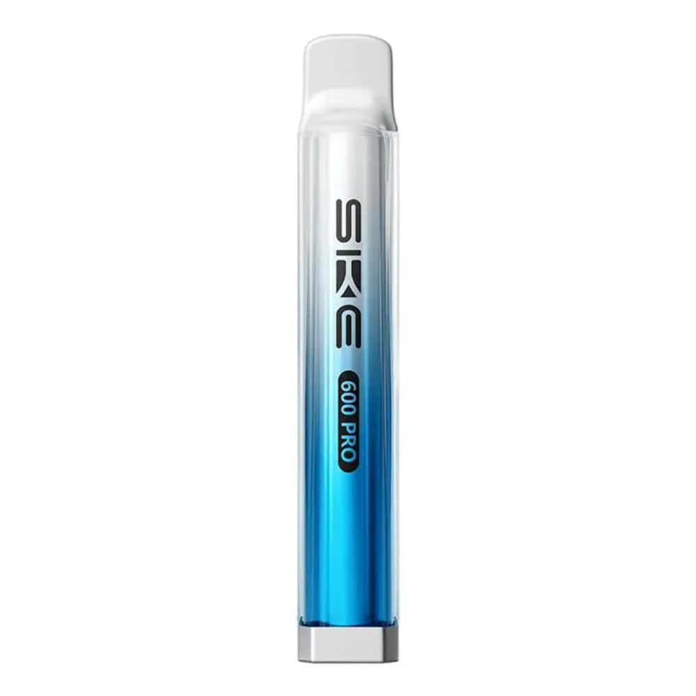 Blue and white ske vape pen on a white background