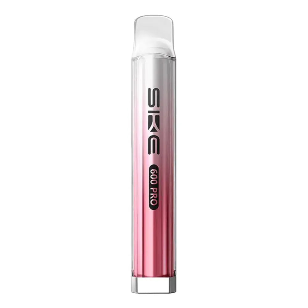 Pink and silver Ske vape on a white background
