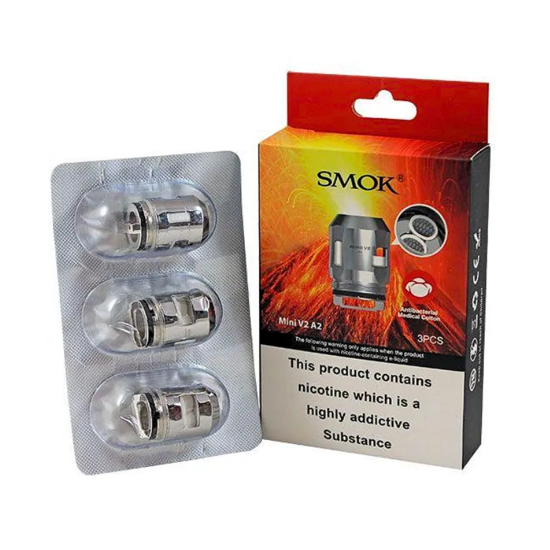 Smok vape coils in a packaging with branding and nicotine warning label.