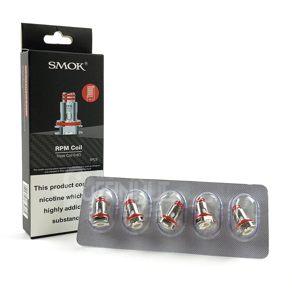 Smok RPM triple coil packaging with four coils in a blister pack on a white background