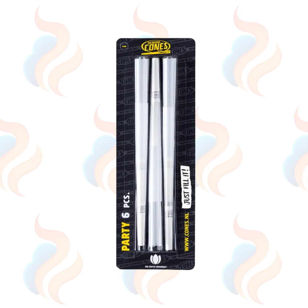 Pack of 6 109mm cones with black packaging on a white background