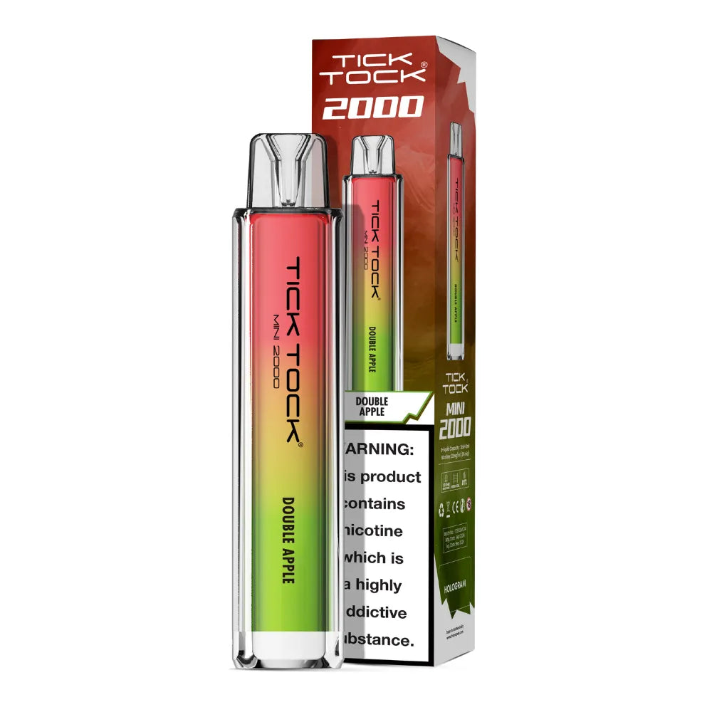 Tick Tock vape device and packaging on a white background
