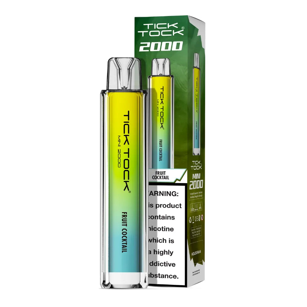 Tick Tock vape device and packaging on a white background